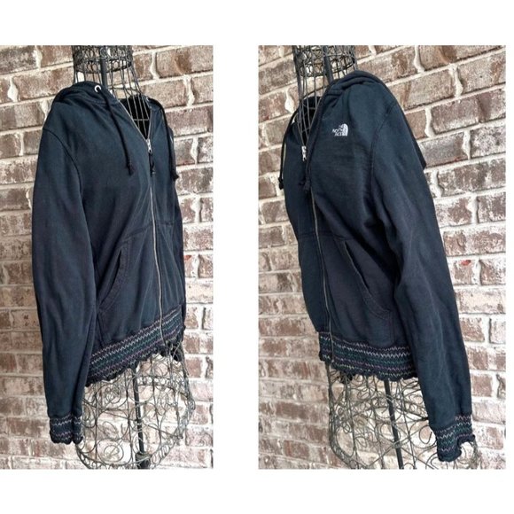 Vintage The North Face Women's Hooded Jacket Large Black Zip Embroidered… - Picture 10 of 12